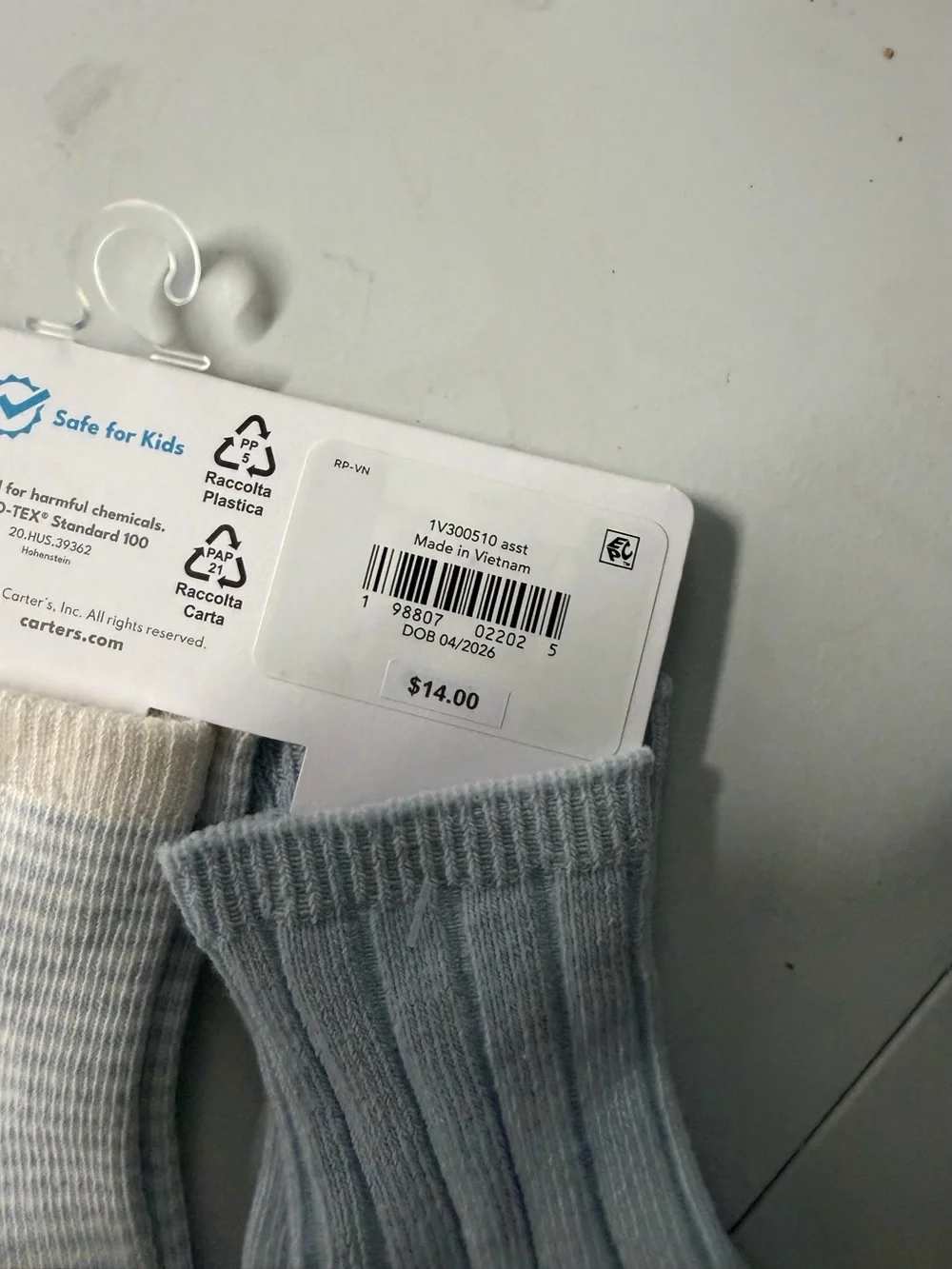 Carter's Baby Boys 3-Pack Blue & Cream Socks - 12-24M nwt